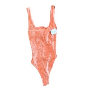 NWT Free‎ People Send Love Seamless Bodysuit Burnt Coral XS/S Stretchy Top